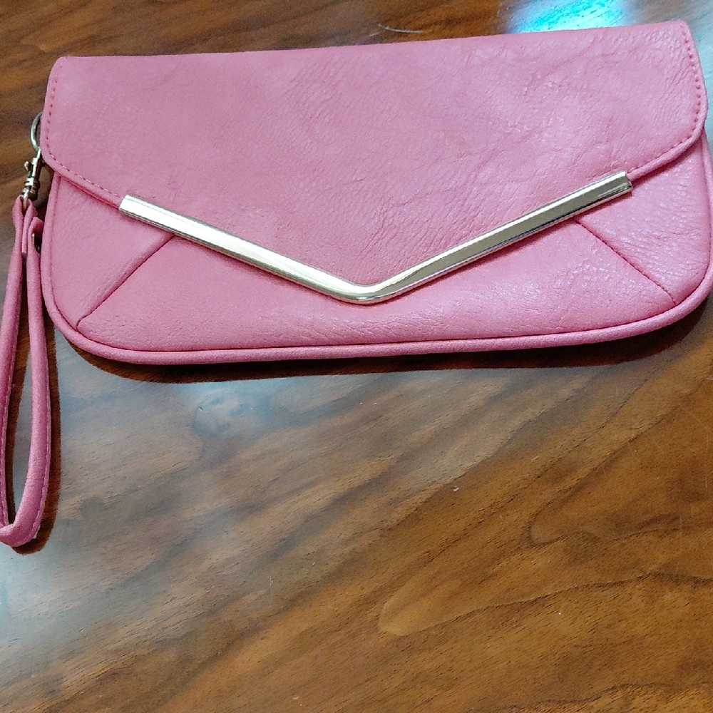 Elegant Pink Clutch with Gold Accent